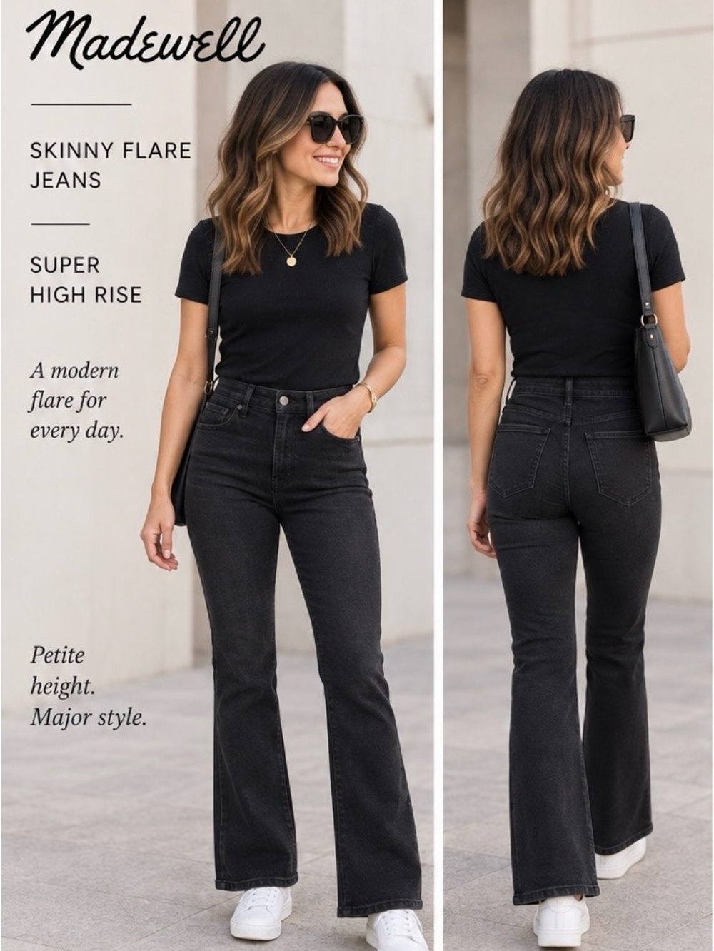 Madewell Black Skinny Flare Jeans - Super High Rise 27